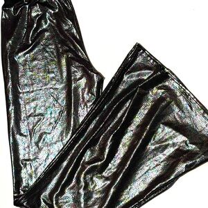 Bear dance Mardi Gras Black Metallic bell bottom Pants S